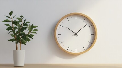 Minimalist wall clock with a simple, elegant design against a plain white backdrop