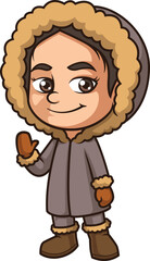 Cartoon native inuit girl vector illustration