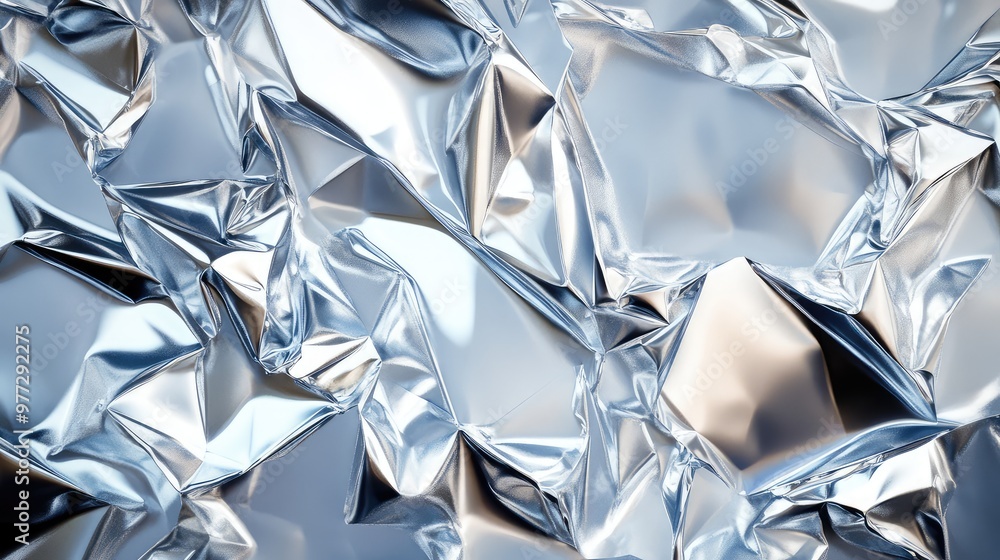 Poster jagged metallic surfaces reflecting light, creating a sharp, fragmented abstract form.