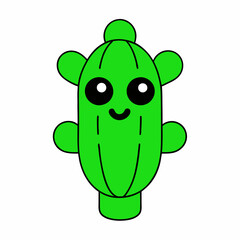 a happy, cartoon cactus with a smiling face and tiny arms.