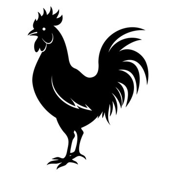 recommend clip art: Rooster chicken black silhouette Vector illustration isolated on a white background