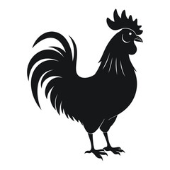 Rooster chicken black silhouette Vector illustration isolated on a white background