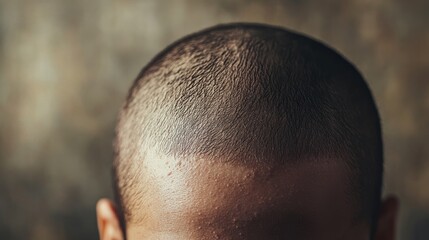alopecia, Man is showing the top of his head, revealing thinning hair, a common sign of alopecia