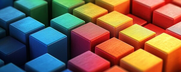 Obraz premium Vibrant SWOT Analysis Concept with Colorful Blocks - 3D Illustration in High Detail.