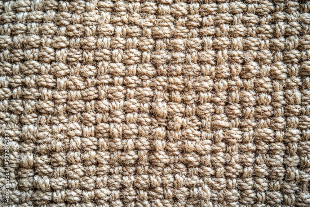 Aufkleber close-up texture of beige woven carpet fibers with intricate pattern, suitable for background or int