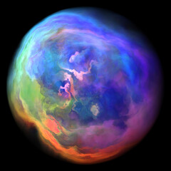 A sphere with an abstract gradient of colors 