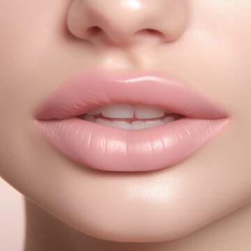Beautiful woman with pink lips