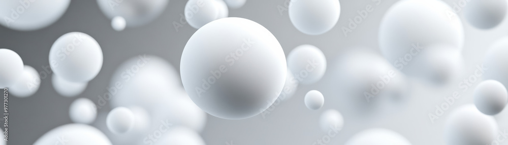 Aufkleber abstract image of floating white spheres on a gradient background, conveying a sense of calm and tra