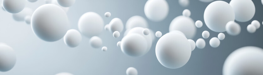 Abstract floating white spheres on a soft gradient background, creating a futuristic and minimalist design with depth and motion.