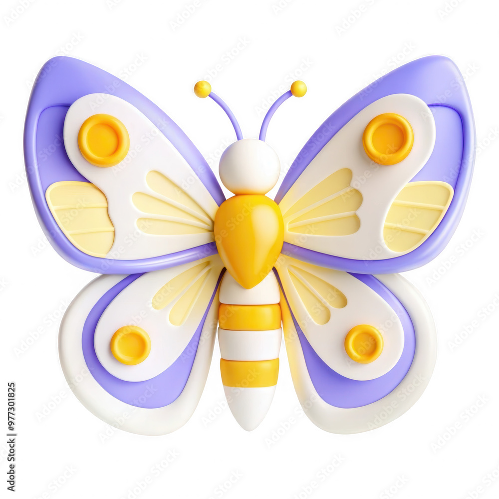 Poster the file name indicates that this image is a 3d rendering of a colorful butterfly with yellow and pu