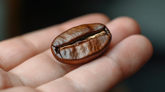 Open sack of freshly roasted coffee beans, Brown roasted coffee beans closeup.