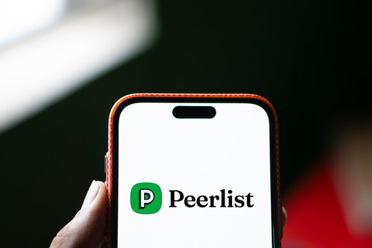 Dhaka, Bangladesh- 16 Sep 2024: Peerlist logo is displayed on smartphone. Peerlist is a professional network where you can showcase your proof of work.