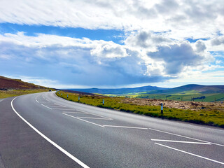 The mountain road across the Isle of Man part of the famous road course for the annual Manx TT and Grand prix motor bike races