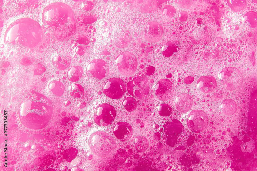 Poster close-up of pink bubbles and foam creating a vibrant and textured abstract background ideal for crea