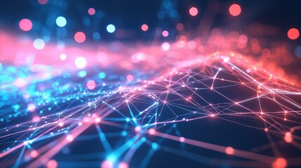 Pulsating neon lines forming an abstract network of interconnected pathways.