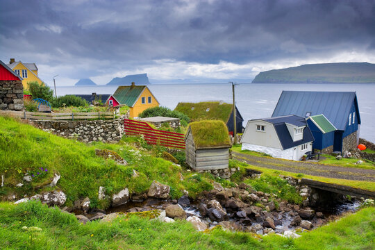 Skarvanes village on Sandoy, in the Faroe Islands