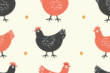 Obraz premium Hen cartoon seamless pattern.