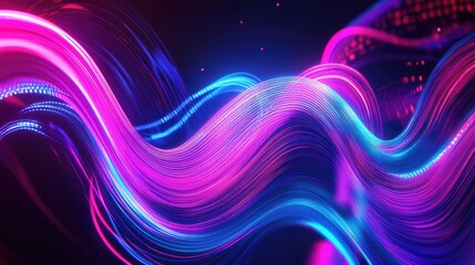 Obraz premium Pulsating neon lines swirling and twisting to create a sense of fluid, digital energy.