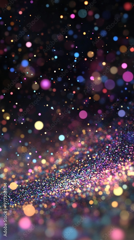 Poster magical sparkles and colorful bokeh lights create a dreamy, ethereal atmosphere against a dark backg
