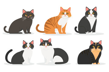 A collection of vector illustrations of cats in various poses