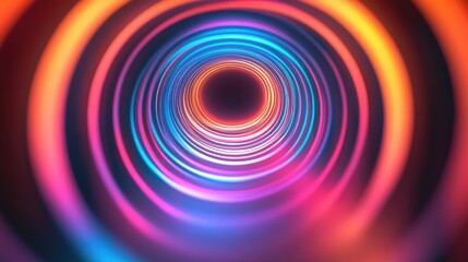 Pulsing circular rings of light expanding outward in a soft gradient of colors.