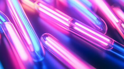 Close-up shot of a collection of glowing neon lights. Neon Lights. Illustration