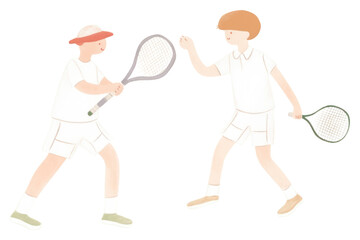 PNG Two boys playing tennis sports racket child.