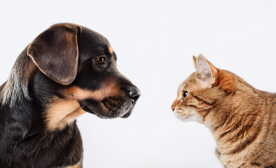 dog and cat against each other