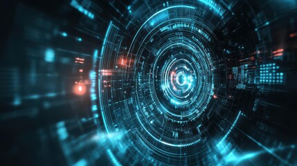 AI-driven security system represented by an abstract, intelligent neural network, light and dark color contrast, futuristic