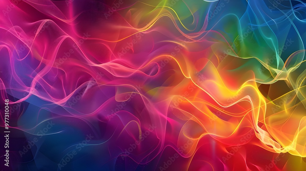 Poster abstract rainbow flow: a mesmerizing blend of vibrant colors swirls and dances in an abstract art ba