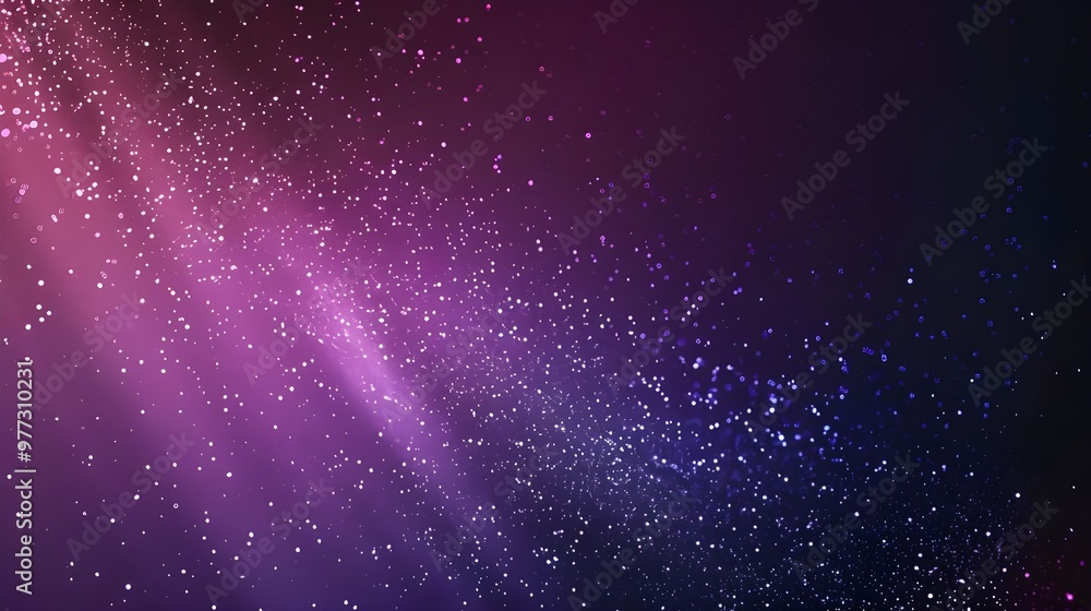 Poster cosmic dust: abstract background of pink and purple hues, with a subtle glow and scattered particles