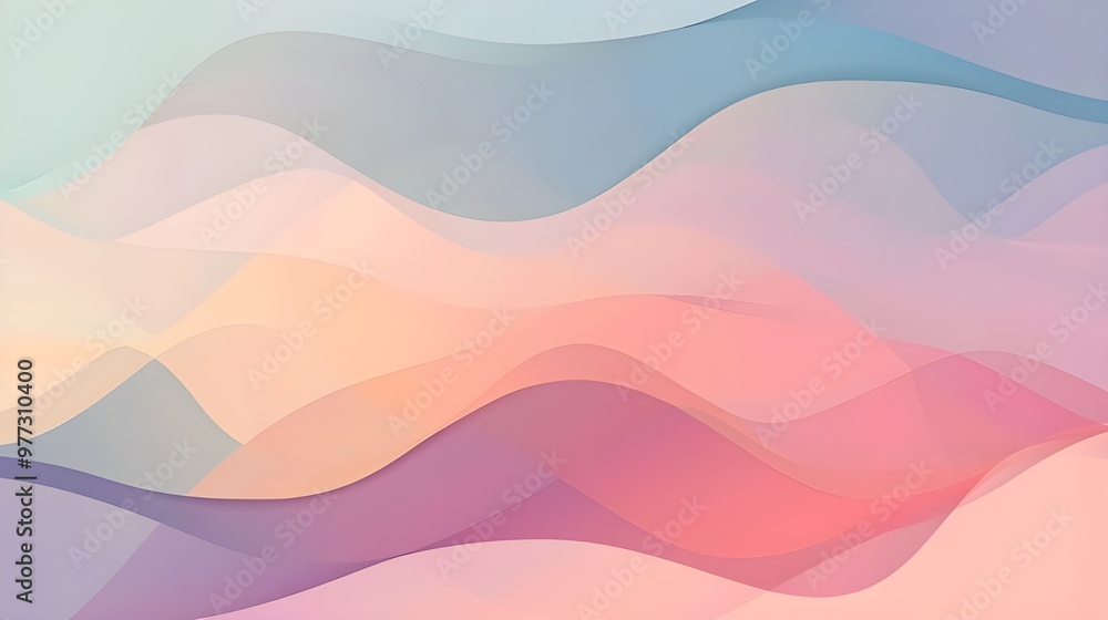 Poster abstract pastel waves: a soft and ethereal gradient background, featuring a mesmerizing flow of tran