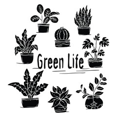 Hand drawing style of plants pot vector. It is suitable for plants or flowers icon, sign or symbol.