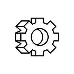 Steel cog outline icons, minimalist vector illustration ,simple transparent graphic element .Isolated on white background