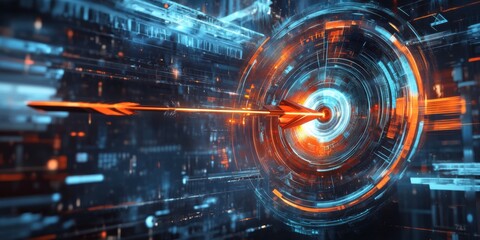 arrow with red dot, food technology abstract, technology target, startup, technology plan