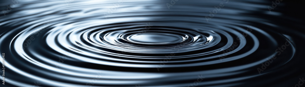 Poster close-up of water ripples spreading out in concentric circles on a smooth, reflective surface for a 