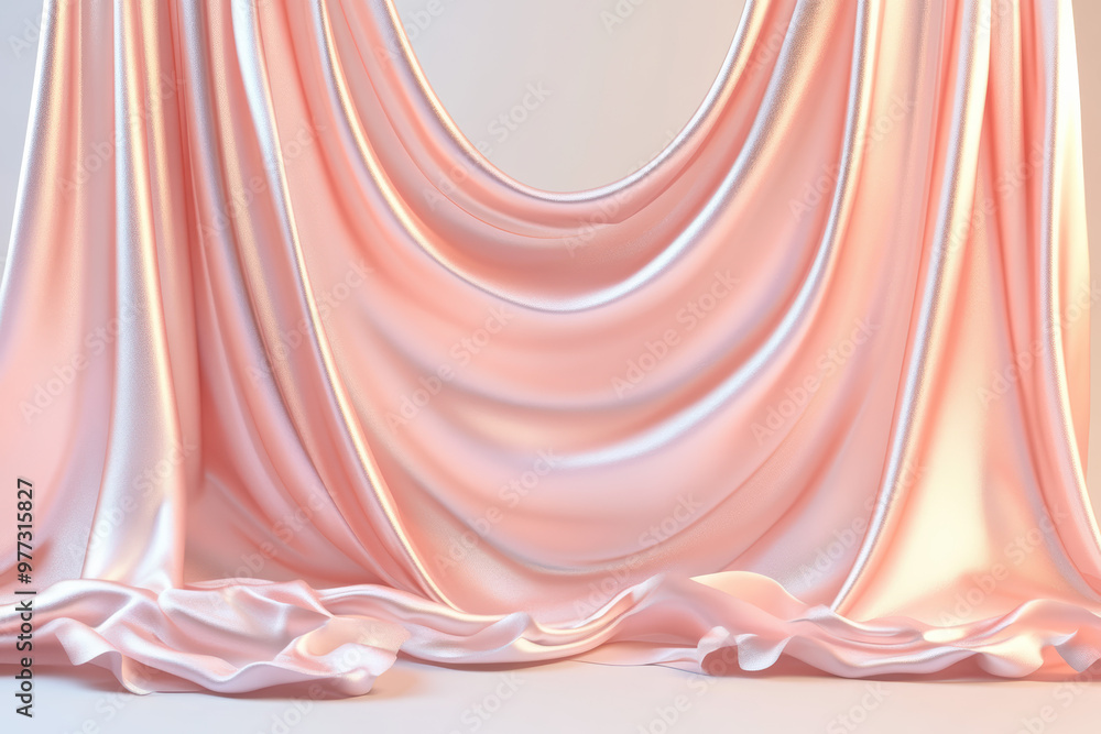 Aufkleber elegant pink satin fabric with a smooth texture draped in soft waves, creating a luxurious and refin