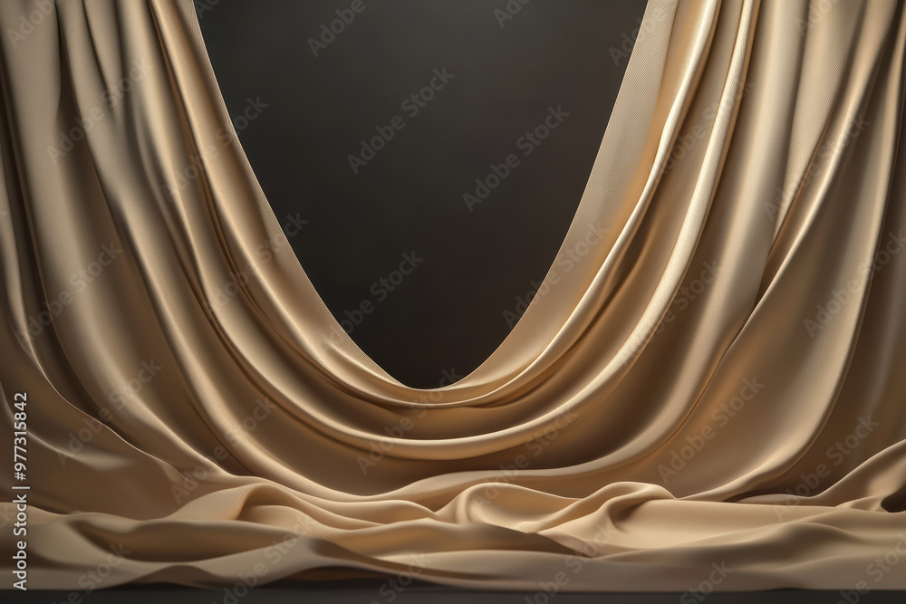 Poster elegant draped fabric with soft folds and rich texture, creating a luxurious and sophisticated atmos
