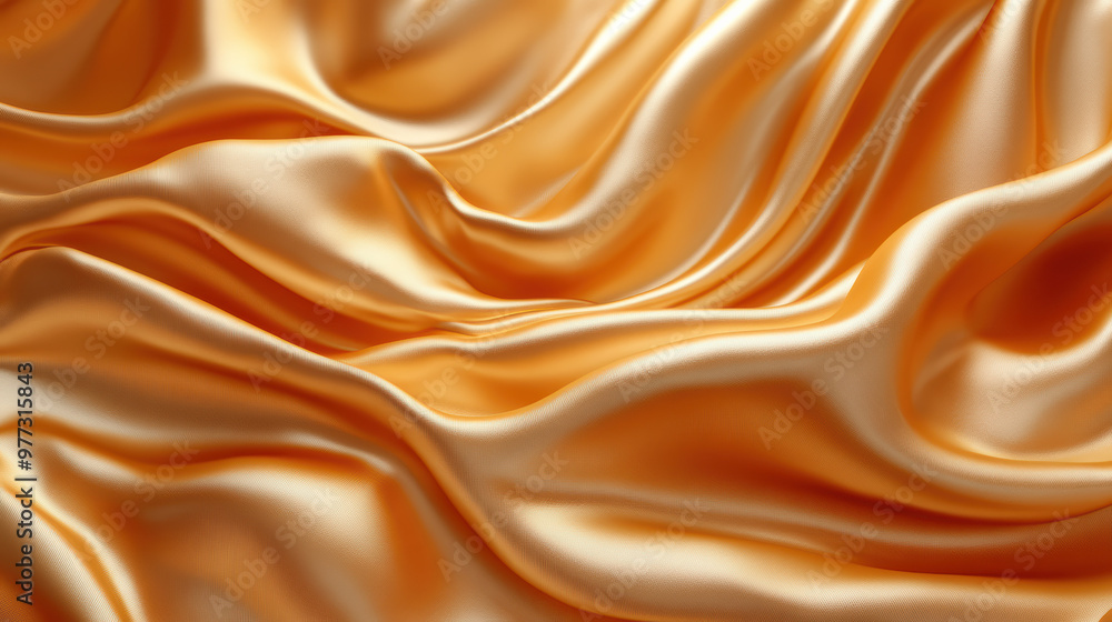 Poster luxurious golden satin fabric with elegant folds and smooth texture, creating a rich and opulent vis