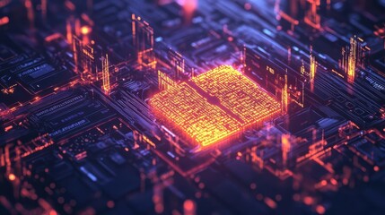 Obraz premium Password encryption visualized as a glowing lock with complex, layered code patterns, cyber aesthetic