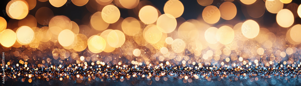 Poster a mesmerizing display of warm, golden bokeh lights creating a festive and enchanting atmosphere perf