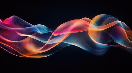 Naklejka premium Smooth, flowing ribbons of color twisting through a dark, empty space.
