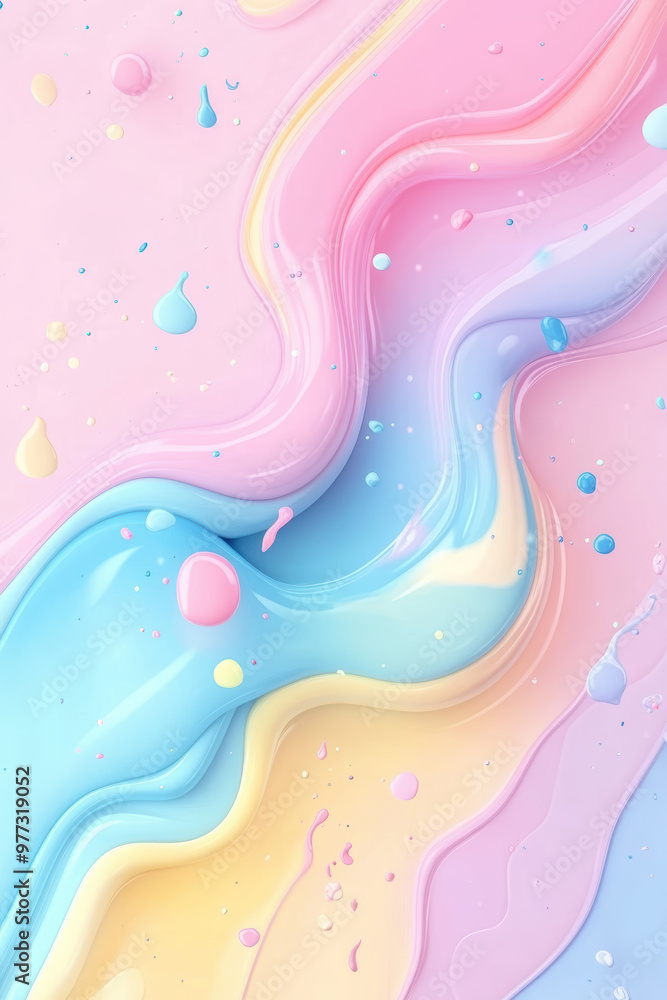 Poster vibrant pastel gradient with fluid patterns and splashes creates a dreamy abstract background perfec