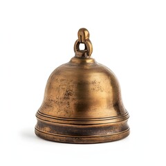 269. A vintage brass bell isolated on a pristine white background