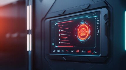 Fototapeta premium Digital UI mockup generator, glowing hologram display, modern design suite