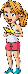 Cartoon caucasian woman reading book vector illustration