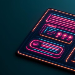 Holographic adaptive UI tools, dynamic screen prototypes, neon interface aesthetics