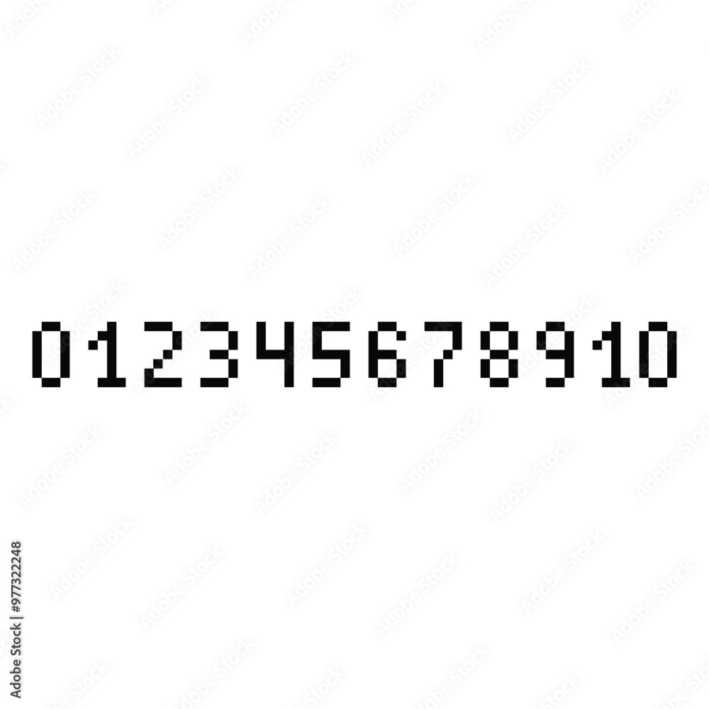 Poster pixel numbers icon. vector pixel art number from 0 to 10 8 bit logo for game