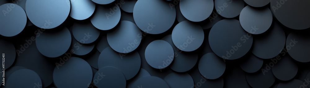 Poster abstract geometric background featuring overlapping dark blue circular shapes creating a modern and 