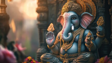 Fototapeta premium A specially curated Ganesh Chaturthi music playlist, featuring devotional songs and festive tunes for the celebration.